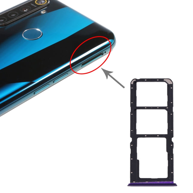 SIM Card Tray + SIM Card Tray + Micro SD Card Tray for OPPO Realme 5 Pro / Q (Purple)-garmade.com