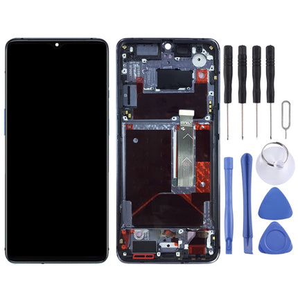 AMOLED Material LCD Screen and Digitizer Full Assembly with Frame for OnePlus 7T (Baby Blue)-garmade.com