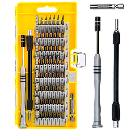 60 in 1 S2 Tool Steel Precision Screwdriver Nutdriver Bit Repair Tools Kit(Yellow)-garmade.com