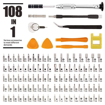 108 in 1 S2 Tool Steel Precision Screwdriver Nutdriver Bit Repair Tools Kit-garmade.com