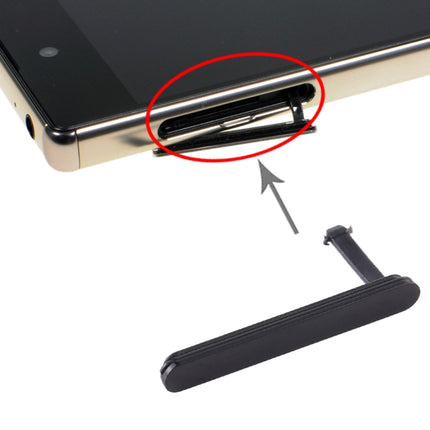 SIM Card Cap + Micro SD Card Dustproof Block for Sony Xperia Z5 Premium(Black)-garmade.com
