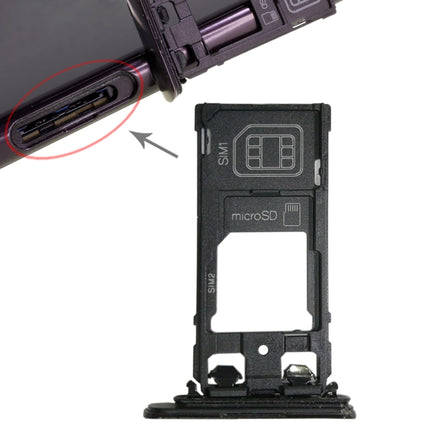 SIM1 Card Tray + SIM2 Card / Micro SD Card Tray for Sony Xperia XZ (Black)-garmade.com