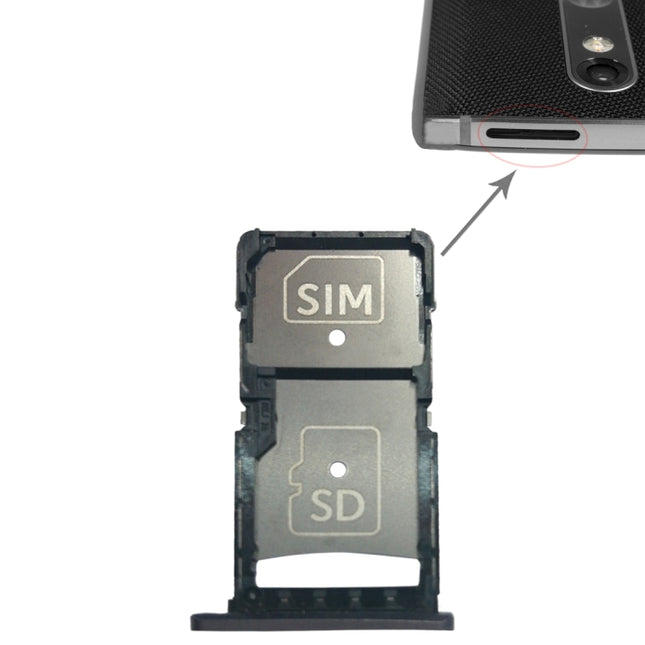 SIM Card Tray + Micro SD Card Tray for Motorola Droid Turbo 2 / XT1585(Grey)-garmade.com
