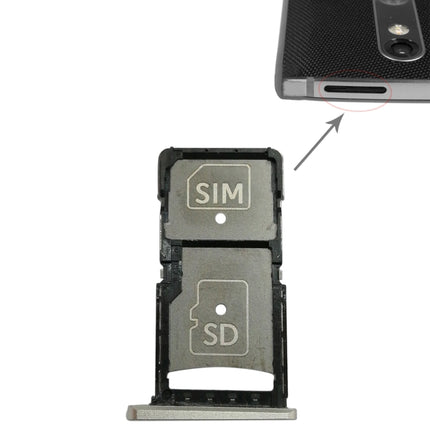 SIM Card Tray + Micro SD Card Tray for Motorola Droid Turbo 2 / XT1585 (Gold)-garmade.com