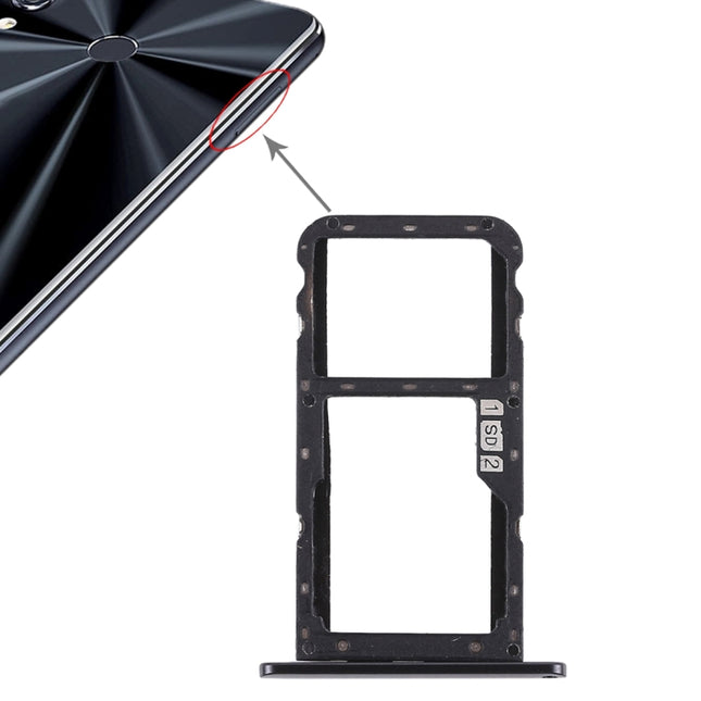 SIM Card Tray + SIM Card Tray / Micro SD Card Tray for Asus Zenfone 5 ZE620KL(Black)-garmade.com