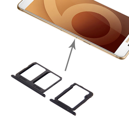 SIM Card Tray + Micro SD Card Tray for Samsung Galaxy C9 Pro / C9000(Black)-garmade.com