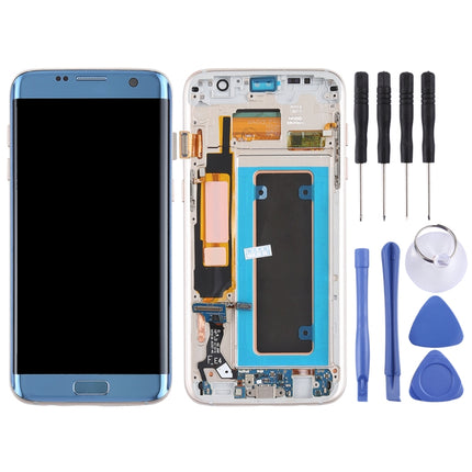 Original Super AMOLED Material LCD Screen and Digitizer Full Assembly(with Frame / Charging Port Flex Cable / Power Button Flex Cable / Volume Button Flex Cable) for Galaxy S7 Edge / G935F / G935FD(Blue)-garmade.com