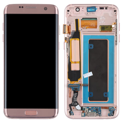 Original Super AMOLED Material LCD Screen and Digitizer Full Assembly(with Frame / Charging Port Flex Cable / Power Button Flex Cable / Volume Button Flex Cable) for Galaxy S7 Edge / G935F / G935FD(Rose Gold)-garmade.com