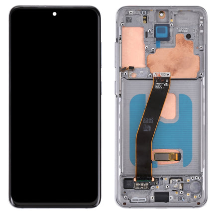 Original Dynamic AMOLED Material LCD Screen and Digitizer Full Assembly with Frame for Samsung Galaxy S20 4G SM-G980(Grey)-garmade.com