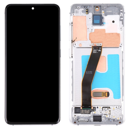 Original Dynamic AMOLED Material LCD Screen and Digitizer Full Assembly with Frame for Samsung Galaxy S20 4G SM-G980(Silver)-garmade.com