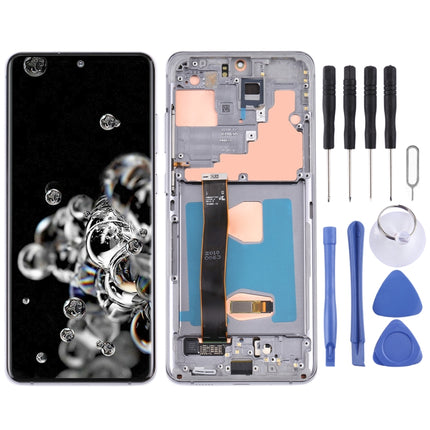Original Super AMOLED LCD Screen for Samsung Galaxy S20 Ultra 4G/S20 Ultra 5G Digitizer Full Assembly with Frame (Grey)-garmade.com