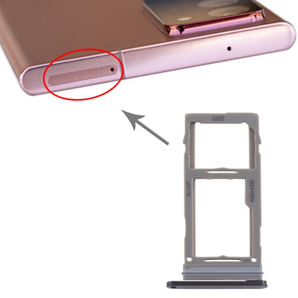 SIM Card Tray + Micro SD Card Tray for Samsung Galaxy Note20 Ultra (Black)-garmade.com