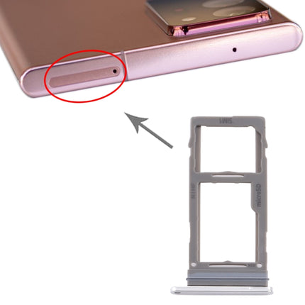 SIM Card Tray + Micro SD Card Tray for Samsung Galaxy Note20 Ultra (Silver)-garmade.com