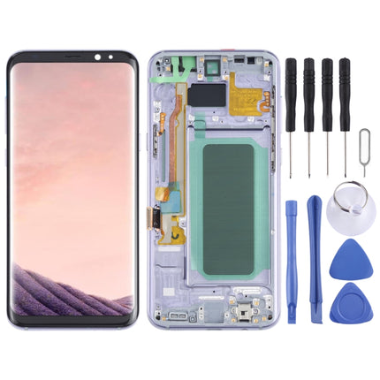 OLED LCD Screen for Samsung Galaxy S8+ SM-G955 Digitizer Full Assembly with Frame (Purple)-garmade.com