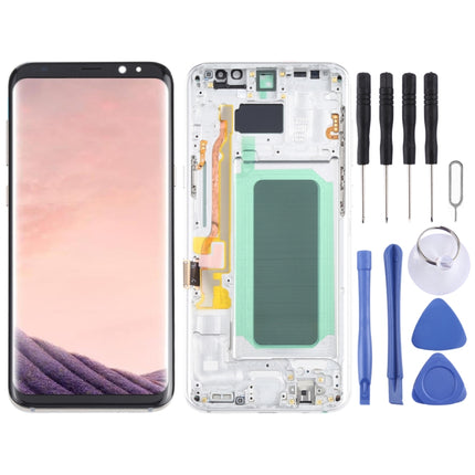 OLED LCD Screen for Samsung Galaxy S8+ SM-G955 Digitizer Full Assembly with Frame (Silver)-garmade.com