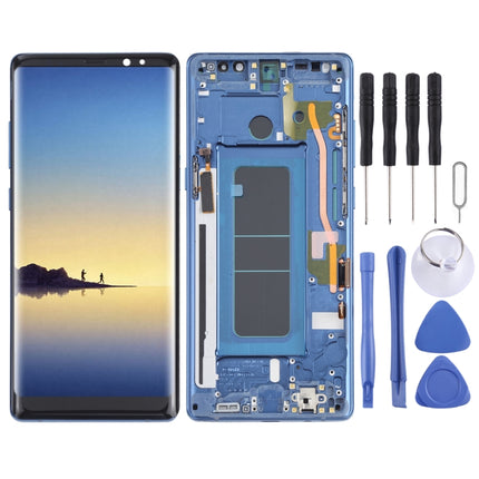 OLED LCD Screen for Samsung Galaxy Note 8 SM-N950 Digitizer Full Assembly with Frame (Blue)-garmade.com