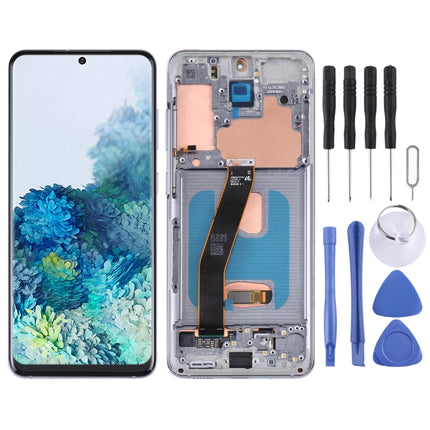 Original Super AMOLED LCD Screen With Digitizer Full Assembly with Frame for Samsung Galaxy S20 5G SM-G981B(Silver)-garmade.com