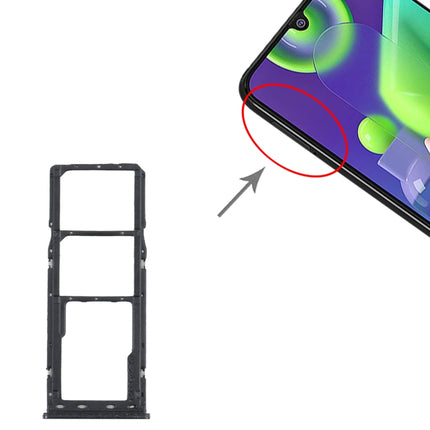 For Samsung Galaxy M21 SM-M215 SIM Card Tray + SIM Card Tray + Micro SD Card Tray (Black)-garmade.com