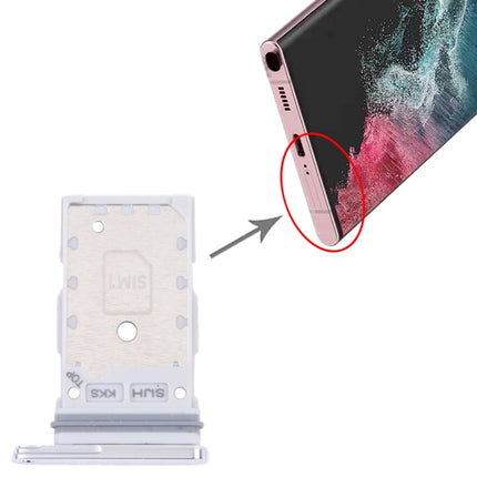 For Samsung Galaxy S22 Ultra 5G SM-S908B Original SIM Card Tray + SIM Card Tray (White)-garmade.com