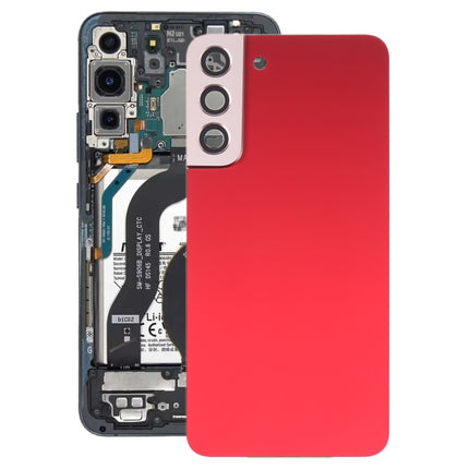 For Samsung Galaxy S22+ 5G SM-S906B Battery Back Cover with Camera Lens Cover (Red)-garmade.com