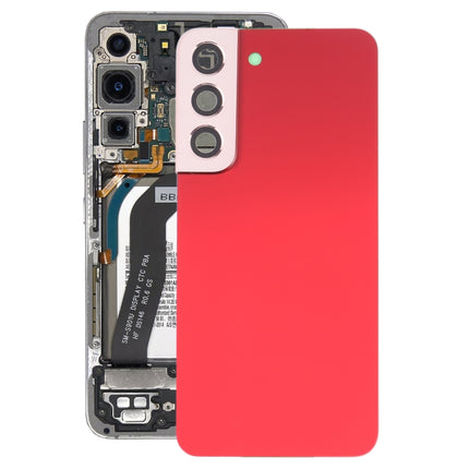 For Samsung Galaxy S22 5G SM-S901B Battery Back Cover with Camera Lens Cover (Red)-garmade.com