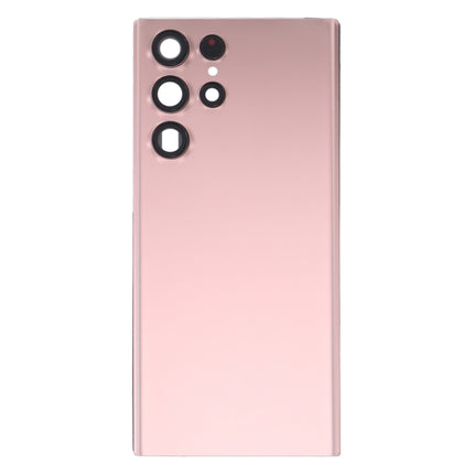 For Samsung Galaxy S22 Ultra 5G SM-S908B Battery Back Cover with Camera Lens Cover (Pink)-garmade.com