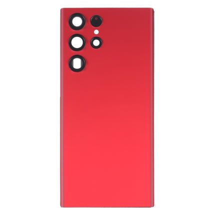 For Samsung Galaxy S22 Ultra 5G SM-S908B Battery Back Cover with Camera Lens Cover (Red)-garmade.com