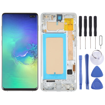 TFT LCD Screen For Samsung Galaxy S10+ SM-G975 Digitizer Full Assembly with Frame,Not Supporting Fingerprint Identification(Silver)-garmade.com