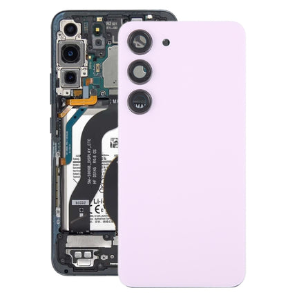 For Samsung Galaxy S23 SM-S911B OEM Glass Battery Back Cover with Camera Lens Cover(Pink)-garmade.com