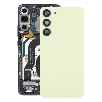 For Samsung Galaxy S23+ SM-S916B OEM Glass Battery Back Cover with Camera Lens Cover(Yellow)-garmade.com