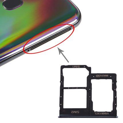 SIM Card Tray + SIM Card Tray + Micro SD Card Tray for Samsung Galaxy A40 (Black)-garmade.com