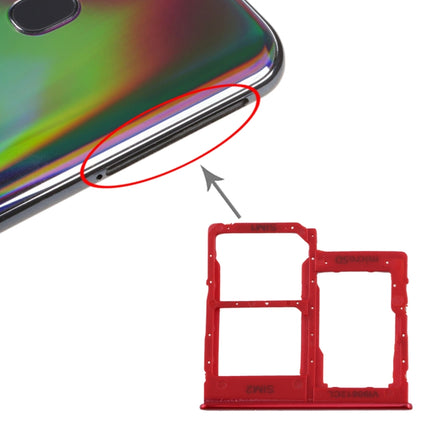 SIM Card Tray + SIM Card Tray + Micro SD Card Tray for Samsung Galaxy A40 (Red)-garmade.com