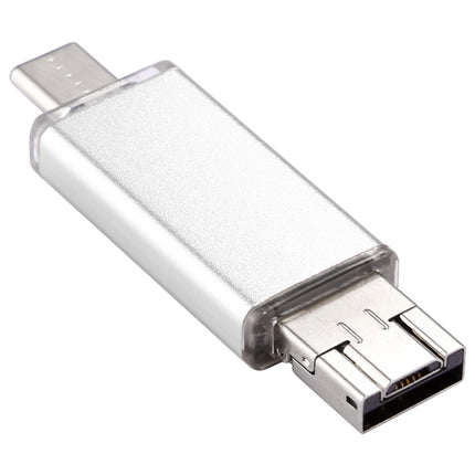 16GB 3 in 1 USB-C / Type-C + USB 2.0 + OTG Flash Disk, For Type-C Smartphones & PC Computer(Silver)-garmade.com