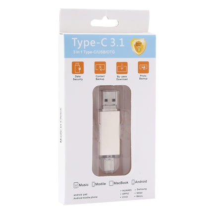 32GB 3 in 1 USB-C / Type-C + USB 2.0 + OTG Flash Disk, For Type-C Smartphones & PC Computer (Gold)-garmade.com