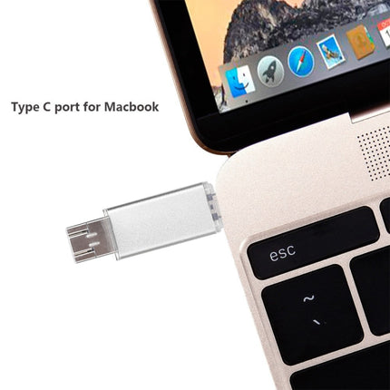 32GB 3 in 1 USB-C / Type-C + USB 2.0 + OTG Flash Disk, For Type-C Smartphones & PC Computer (Silver)-garmade.com