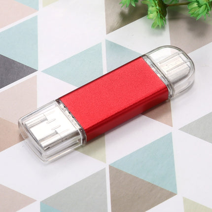 64GB 3 in 1 USB-C / Type-C + USB 2.0 + OTG Flash Disk, For Type-C Smartphones & PC Computer (Red)-garmade.com