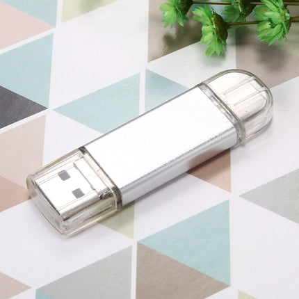 64GB 3 in 1 USB-C / Type-C + USB 2.0 + OTG Flash Disk, For Type-C Smartphones & PC Computer (Silver)-garmade.com