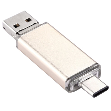 128GB 3 in 1 USB-C / Type-C + USB 2.0 + OTG Flash Disk, For Type-C Smartphones & PC Computer(Gold)-garmade.com