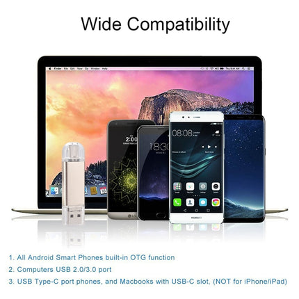 128GB 3 in 1 USB-C / Type-C + USB 2.0 + OTG Flash Disk, For Type-C Smartphones & PC Computer(Gold)-garmade.com