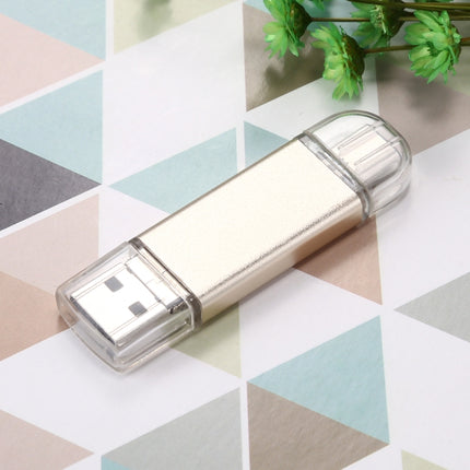 128GB 3 in 1 USB-C / Type-C + USB 2.0 + OTG Flash Disk, For Type-C Smartphones & PC Computer(Gold)-garmade.com