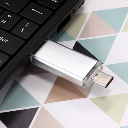 128GB 3 in 1 USB-C / Type-C + USB 2.0 + OTG Flash Disk, For Type-C Smartphones & PC Computer(Silver)-garmade.com