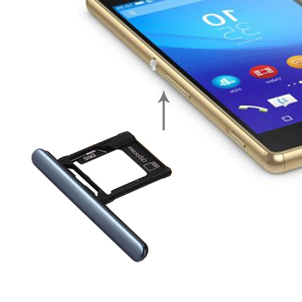 Micro SD / SIM Card Tray + Card Slot Port Dust Plug for Sony Xperia XZ Premium (Dual SIM Version) (Black)-garmade.com