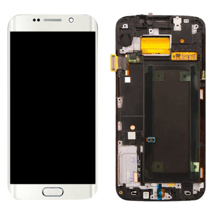 Original Super AMOLED LCD Screen For Samsung Galaxy S6 Edge SM-G925F Digitizer Full Assembly with Frame (White)-garmade.com