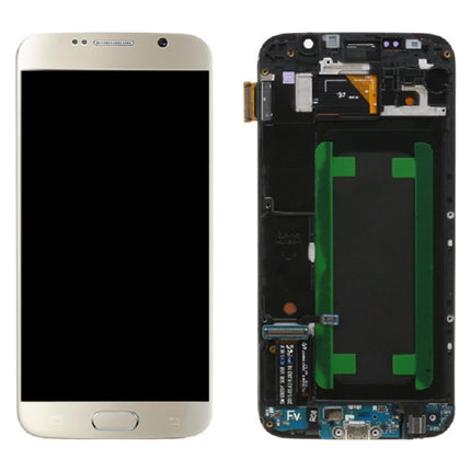 Original Super AMOLED LCD Screen For Samsung Galaxy S6 SM-G920F Digitizer Full Assembly with Frame (Gold)-garmade.com