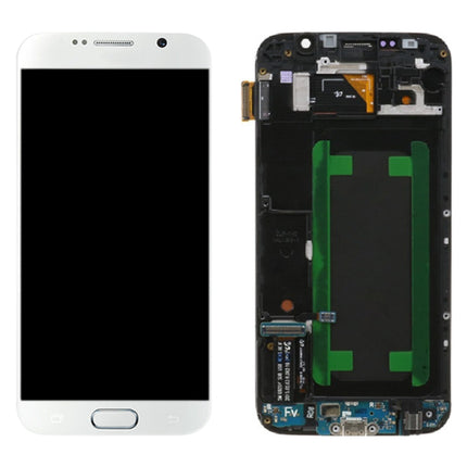 Original Super AMOLED LCD Screen For Samsung Galaxy S6 SM-G920F Digitizer Full Assembly with Frame (White)-garmade.com