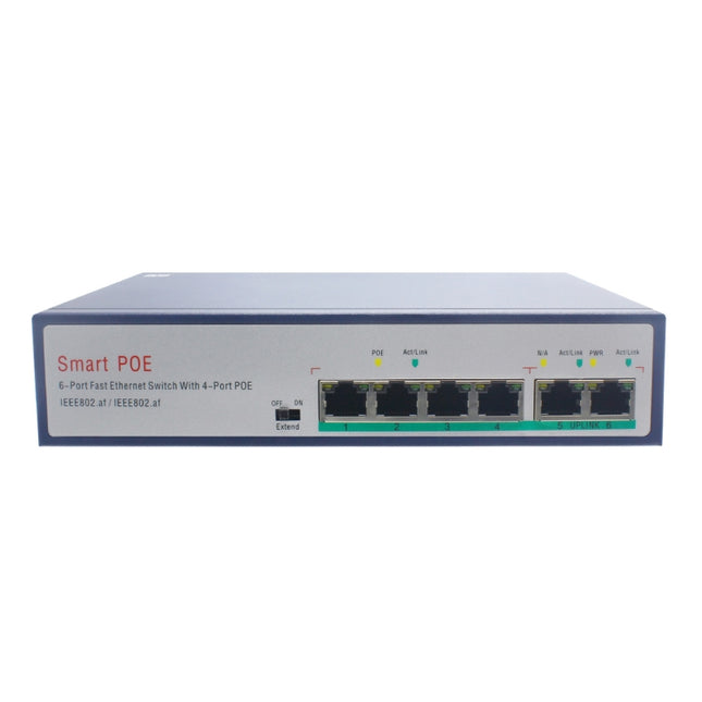 ESCAM POE 4+2 6-Port Fast Ethernet Switch 4-Port POE 10/100M 120W Network Switch, Transmission Distance: 150m(Black)-garmade.com