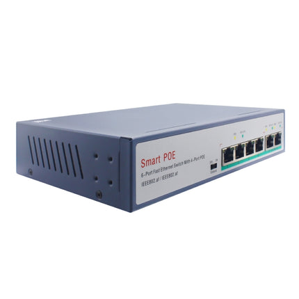 ESCAM POE 4+2 6-Port Fast Ethernet Switch 4-Port POE 10/100M 120W Network Switch, Transmission Distance: 150m(Black)-garmade.com