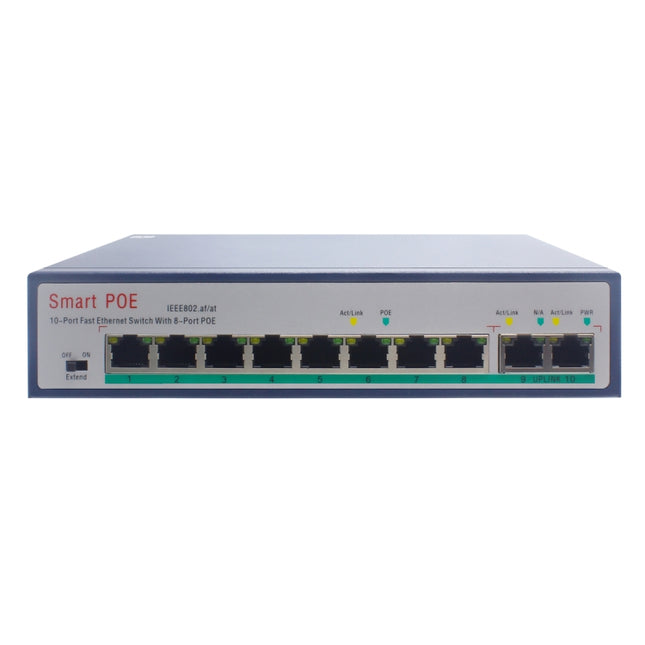 ESCAM POE 8+2 10-Port Fast Ethernet Switch 8-Port POE 10/100M 120W Network Switch, Transmission Distance: 150m(Black)-garmade.com