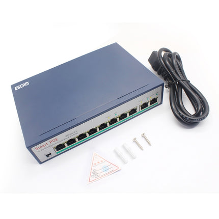 ESCAM POE 8+2 10-Port Fast Ethernet Switch 8-Port POE 10/100M 120W Network Switch, Transmission Distance: 150m(Black)-garmade.com