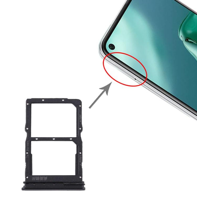 SIM Card Tray + NM Card Tray for Huawei P40 Lite 5G Black-garmade.com